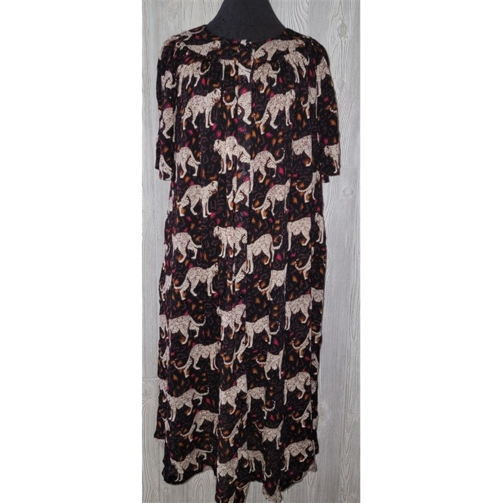 NEW Go Softly S Kaftan Printed Black Cheeta Crinkled Patio Dress #95261